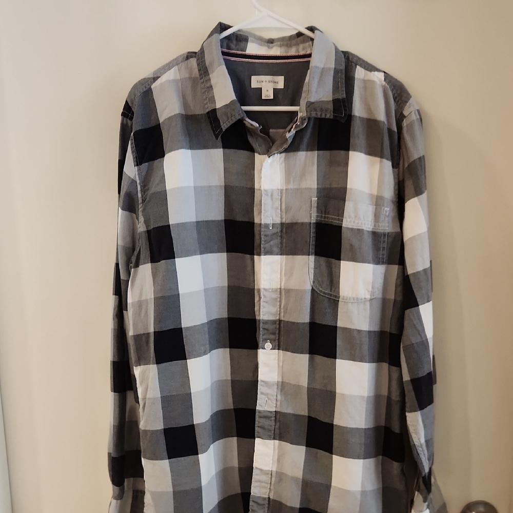 Men's Black and White Checkered Shirt